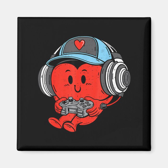Imán Video Game Gamer Heart Valentines Day Gaming Boys  (Frente)