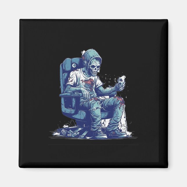 Imán Videojuego de disfraces Zombie Gamer Halloween (Frente)