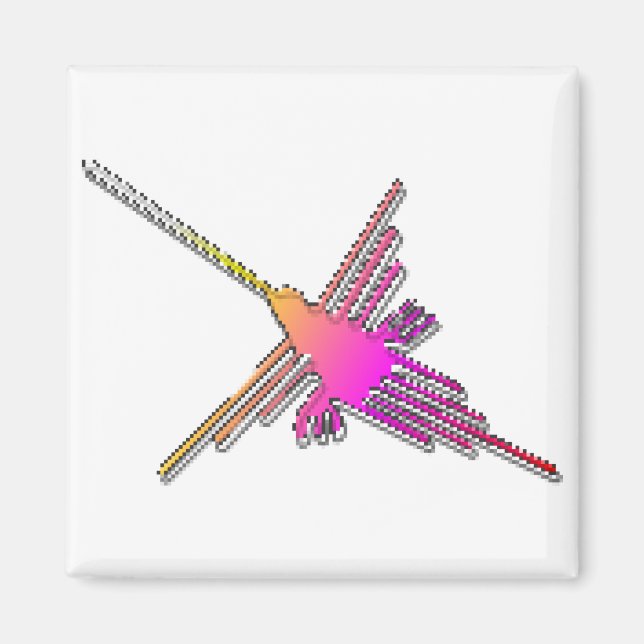 Imán Videojuego retro de 8 bits Nazca Lines Hummingbird (Frente)