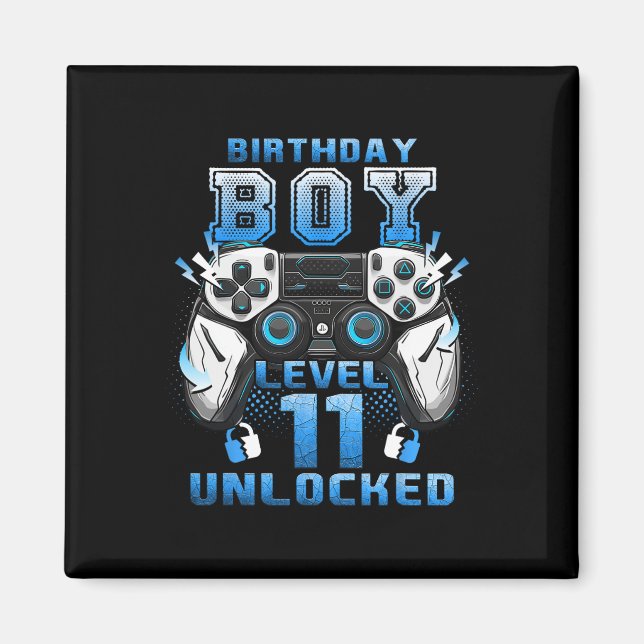 Imán Videojugador nivel 11 desbloqueado Cumpleaños de 1 (Frente)