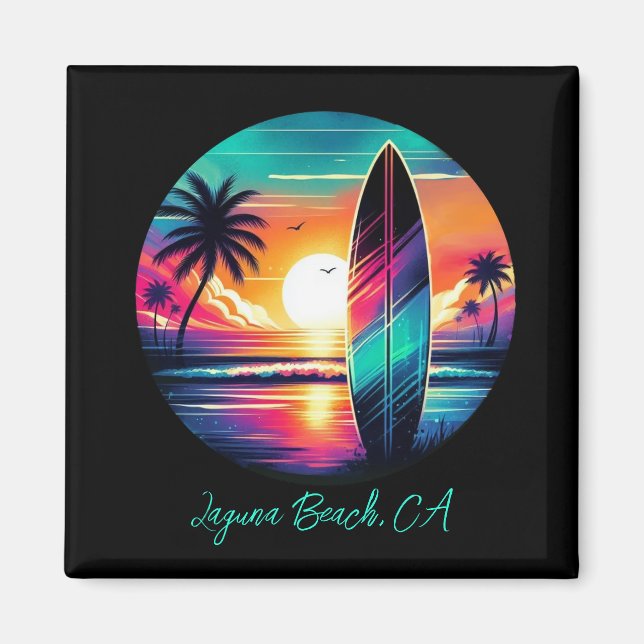 Imán Videos Sunset Surfboard (Frente)