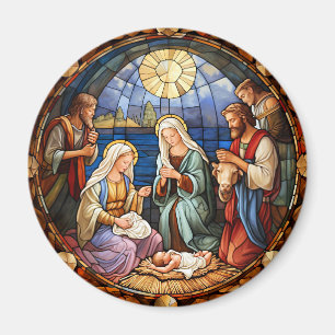 Imán Vidriera de la Natividad de Navidad