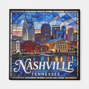 Imán Vidriera de Nashville Ciudad de la Música Silueta