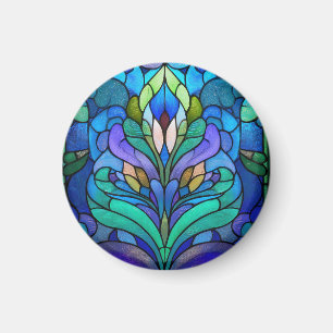 Imán Vidrio azul con manchas florales