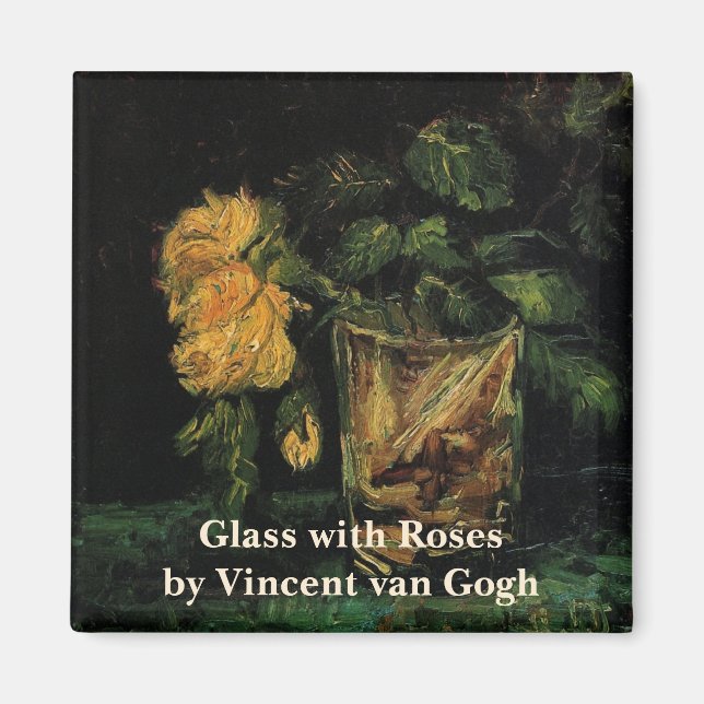 Imán Vidrio con Rosas de Vincent van Gogh (Frente)