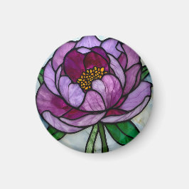 Imán Vidrio de Flor de Peonía Púrpura