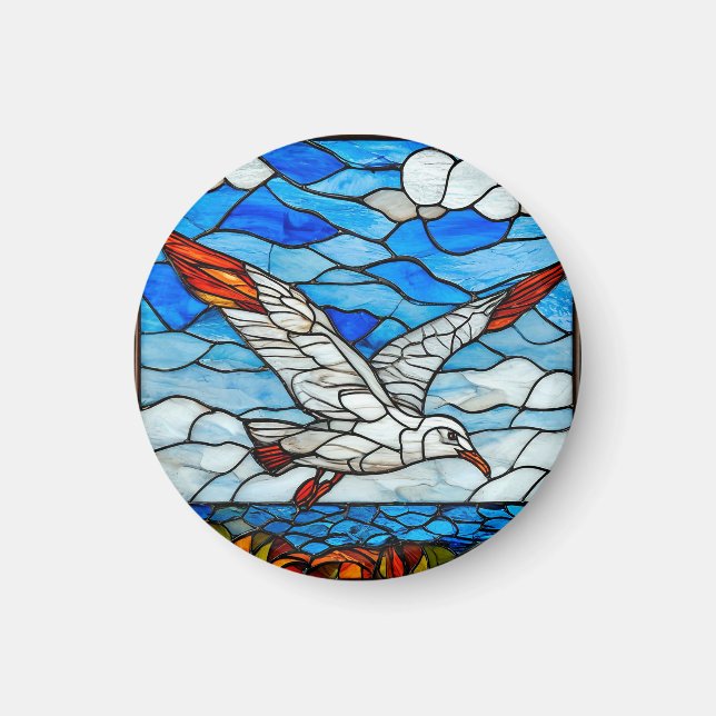 Imán Vidrio de gaviota teñido (Frente)