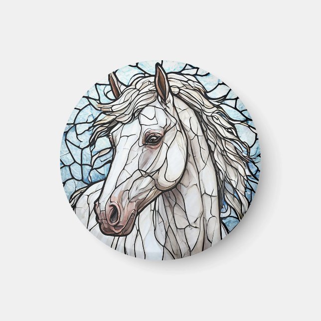 Imán vidrio emplomado de Caballo Blanco (Frente)