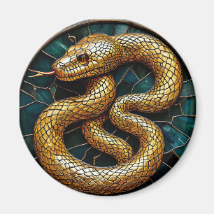 Imán Vidrio emplomado de serpiente dorada