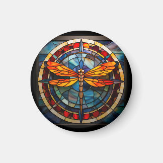 Imán vidrio manchado de libélula