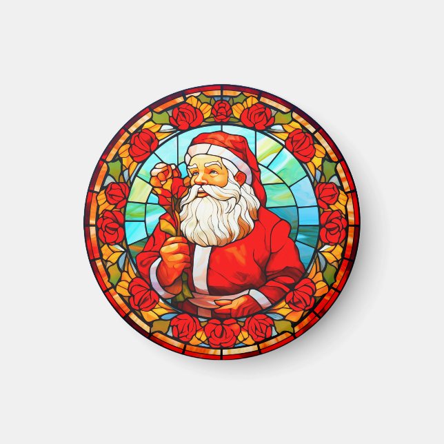 Imán Vidrio Manchado Santa Navidad Ornamento-67680 (Frente)