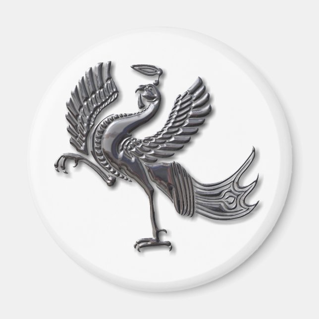 Imán Vidrio negro de pájaro rojo (Frente)