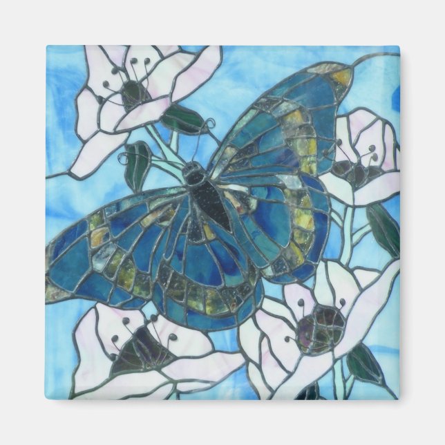 Imán Vidrio teñido de mariposa (Frente)