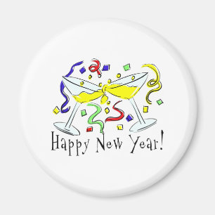 Imán Vidrios de Martini de la Feliz Año Nuevo