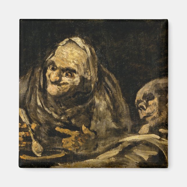 Imán Vieja con esqueleto (muerte) (Francisco Goya) (Frente)