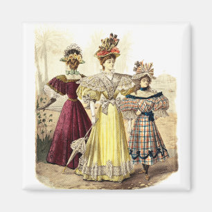 Imán Viejas damas victorianas vestidas con sombrillas
