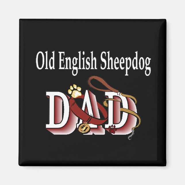 Imán viejo inglés SHEEPDOG dad Magnet (Frente)