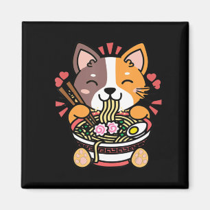 Imán Viejo Kawaii Ramen Cat Anime Regalo de comida japo