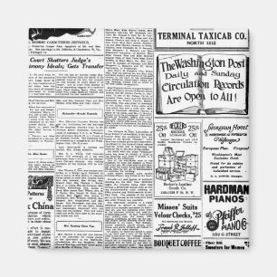 Imán Viejo periódico en blanco y negro, anuncio retro v