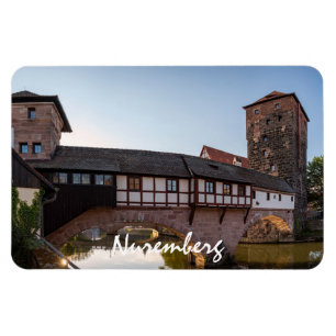 Imán Viejo puente medieval en Nuremberg, Alemania