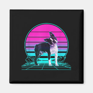 Imán Viejo Retro Sunset Boston Terrier T-Shirt
