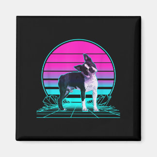 Imán Viejo Retro Sunset Boston Terrier T-Shirt