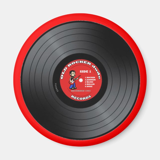 Imán Viejo Rocker Dude Vinyl Record Magnet (Frente)