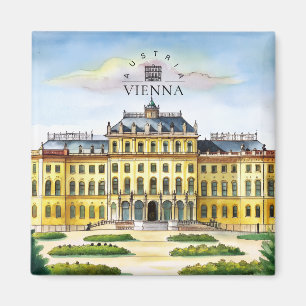 Imán Viena Austria Acuarela Ciudad Recuerdo de Viaje