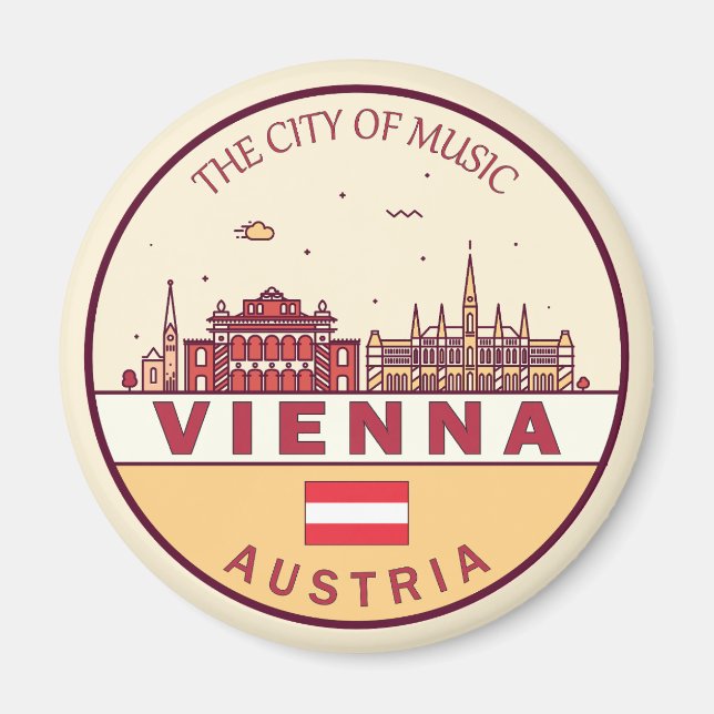 Imán Viena Austria City Skyline Emblem (Frente)