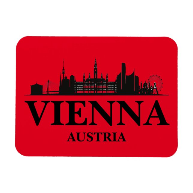 Imán Viena Austria Cityscape Black White (Horizontal)