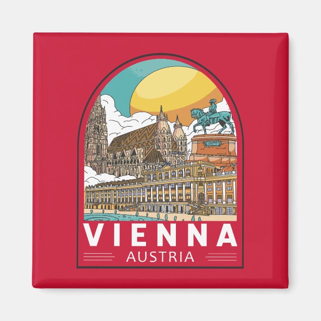 Imán Viena Austria Travel Retro Emblem (Frente)