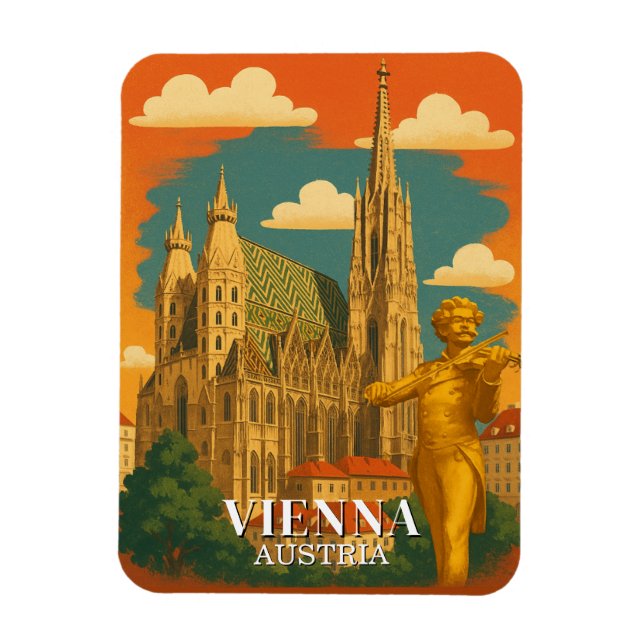 Imán Viena Austria Viajes de Vintage (Vertical)