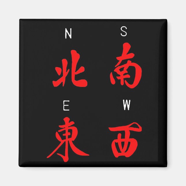 Imán Vientos de Mahjong, Honor Suit, Norte, Sur, Este,  (Frente)