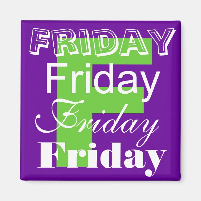 Imán Viernes Día laborable de la semana Magnet (Frente)