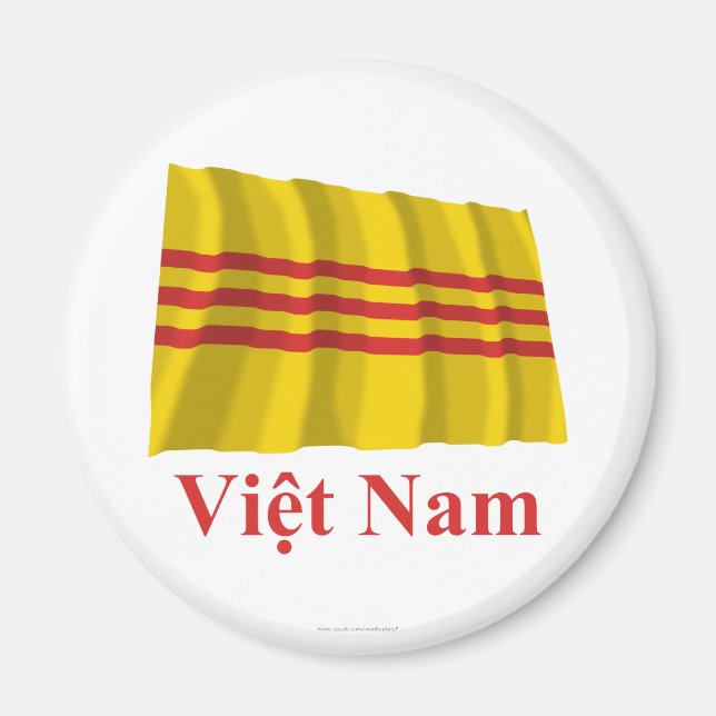 Imán Vietnam del Sur ondeando bandera con nombre en vie (Frente)