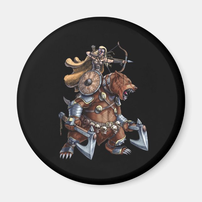Imán Viking Archer Riding War Bear (Frente)