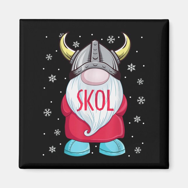 Imán Viking Gnome Skol Navidades Norse Pajama Viéndome (Frente)