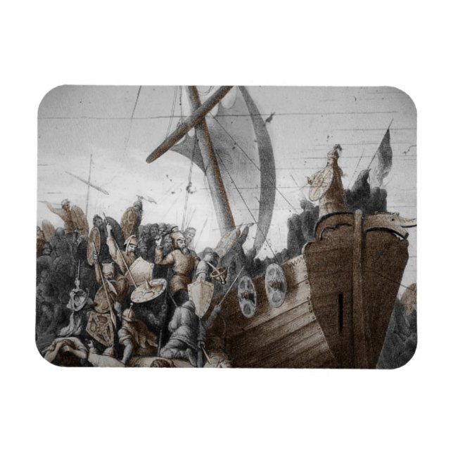 Imán Vikings irrumpen en una lancha de larga duración (Horizontal)
