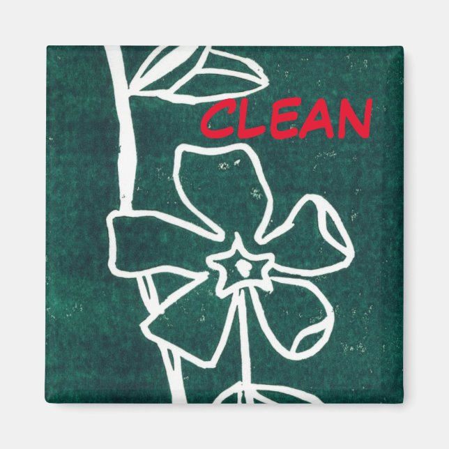 Imán "Vinca verde" Limpiar el estado del lavavajillas (Frente)