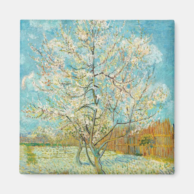 Imán Vincent van Gogh - Árbol rosa en flor (Frente)
