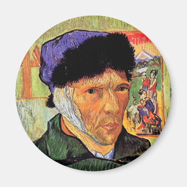 Imán Vincent Van Gogh - Autorretrato con la oreja venda (Frente)