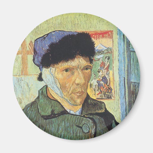 Imán Vincent van Gogh - Autorretrato con Oreja Bandida (Frente)