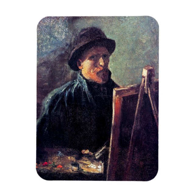 Imán Vincent Van Gogh - Autorretrato con sombrero oscur (Vertical)