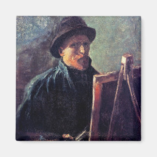 Imán Vincent Van Gogh - Autorretrato con sombrero oscur
