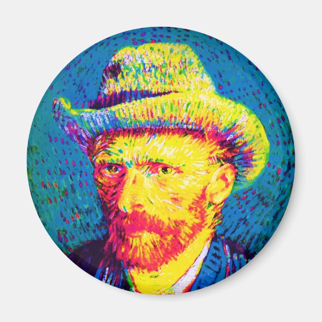 Imán Vincent Van Gogh - Autorretrato Pop Art con sombre (Frente)