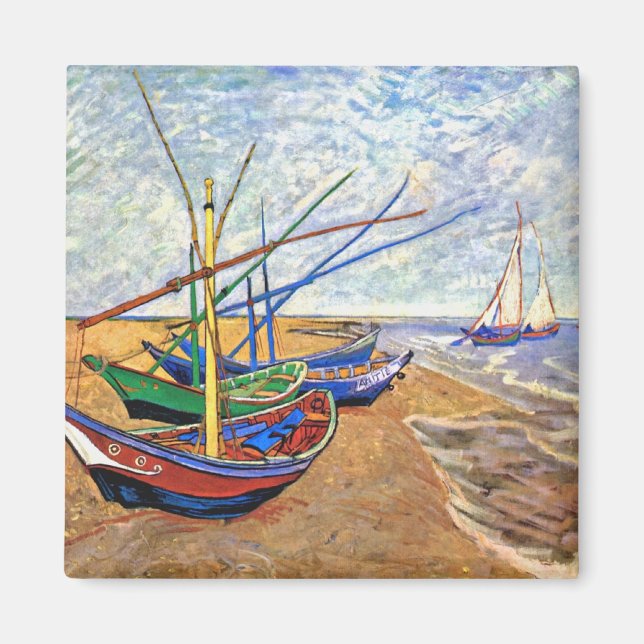 Imán Vincent Van Gogh - Barcas de Pesca en la Playa (Frente)