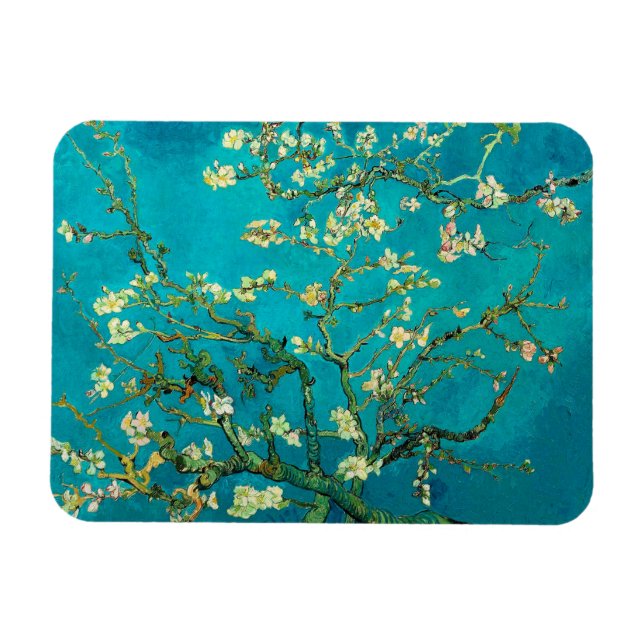 Imán Vincent Van Gogh Blossoming Almond Tree Floral Art (Horizontal)