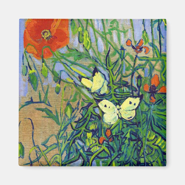 Imán Vincent van Gogh Butterflies and Poppies (Frente)