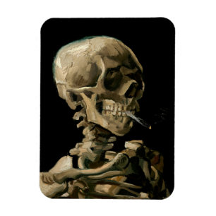 Imán Vincent van Gogh - Calavera con cigarrillo en llam