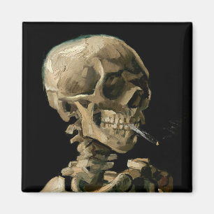 Imán Vincent van Gogh - Calavera con cigarrillo en llam